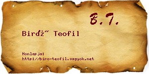 Biró Teofil névjegykártya